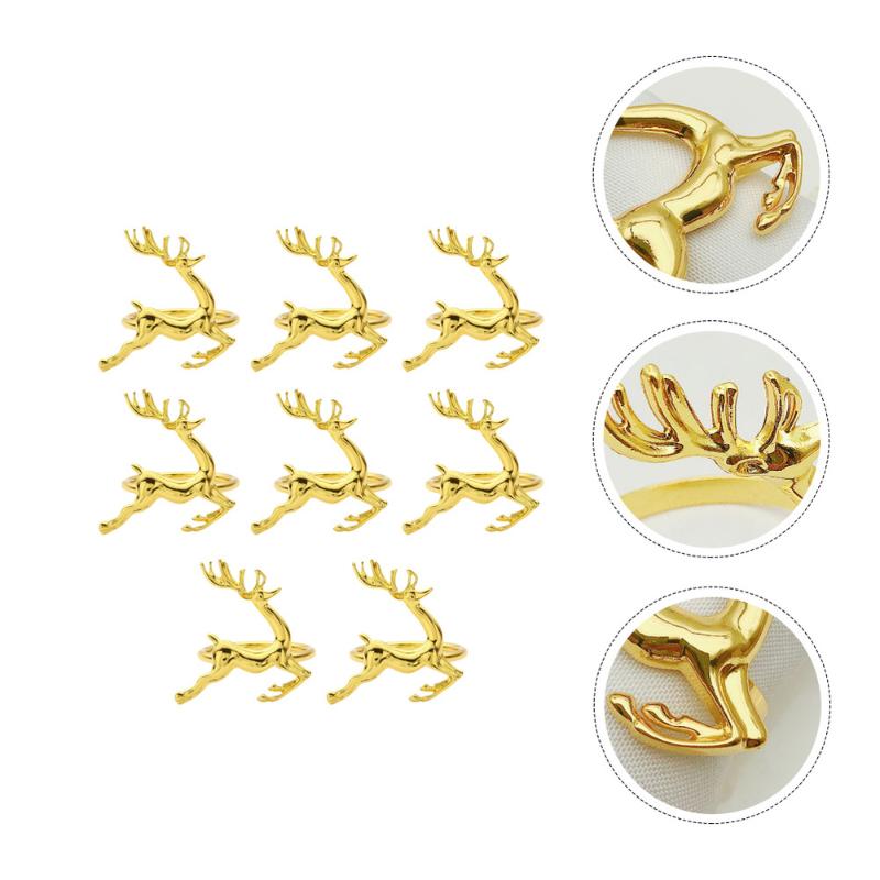 

8Pcs Napkin Ring Deer Napkin Holders Dining Table Setting Adornment Decoration
