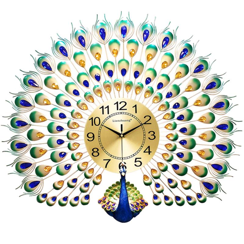 

large Peacock Wall Clock Modern Design Luxury Silent Mirror Watch Mechanism Guess Women Relogio Parede Home Decoration WZH405