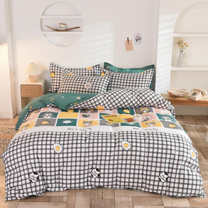

Boy Girl Bedding Linen Set duvet cover + flat sheet + pillowcase Home single/Double bed-Christmas gift bedding set1, A64