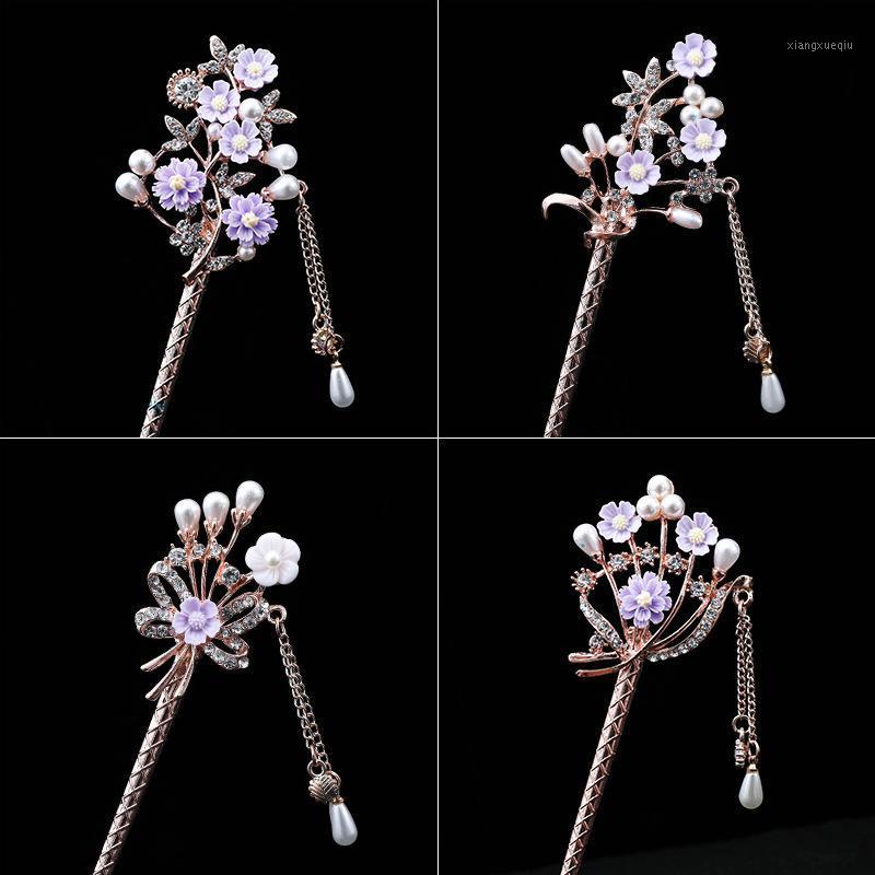 

Hair Clips & Barrettes The Latest Flower Sticks Fork Retro Long Tassel Hairpin Wooden Stick Pearl Beads Chinese Wedding Bride Cubic Haloston, Golden;silver