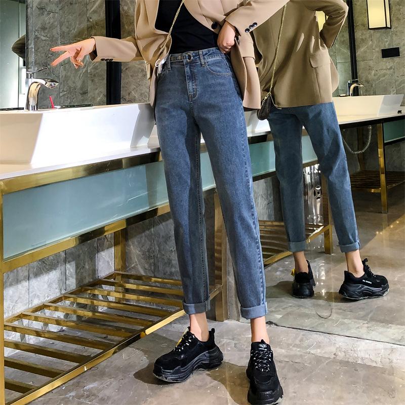 

Vintage High Waist Straight Jeans Pant for Women Fashionable Casual Streetwear Female Denim Jeans Buttons Zipper Ladies, Black