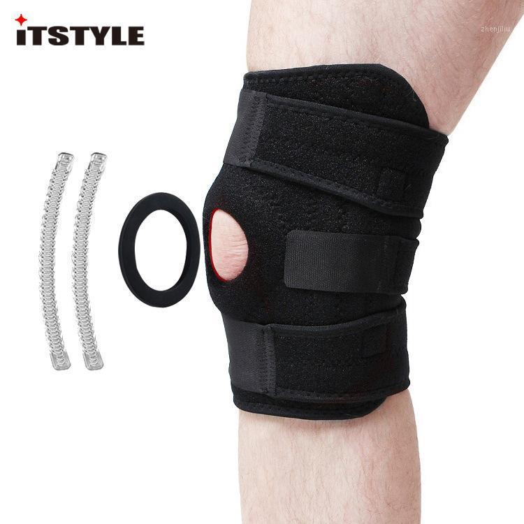 

ITSTYLE 4 Spring Steel Knee Pad Support Strengthen Breathable Kneecap Slip Knee Protector1, Normal black