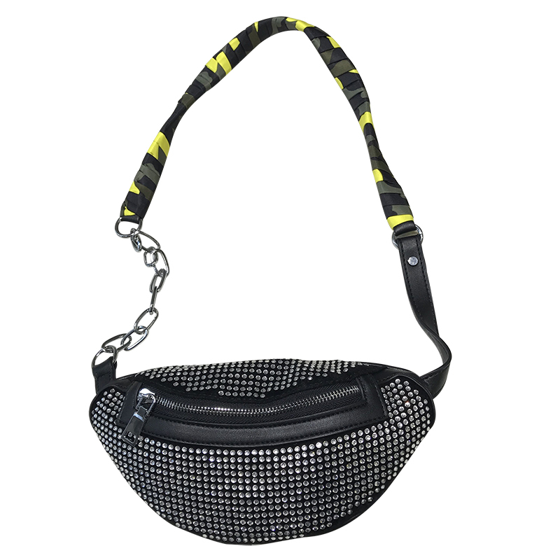 

Female Breast Waistline Package Luxury Crystal Courier Shoulder Fashion 2020 New Mini Black Silver Holiday Bags Mqjx