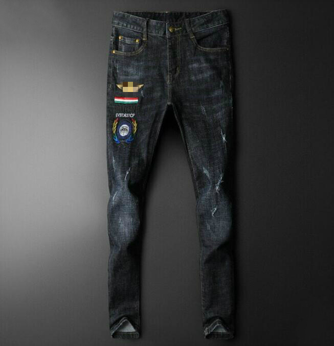 

21ss men's brand designers jeans distressed ripped slim fit biker denim pants mens leisure fashion jeans rmb1818, Blue