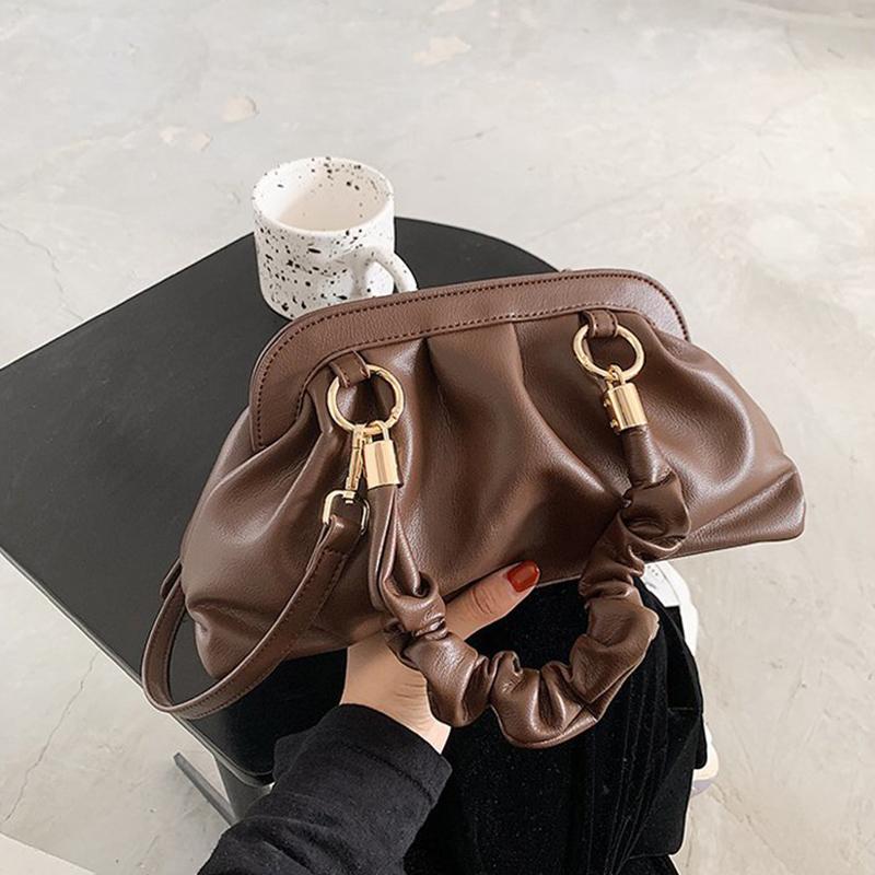 

Ladies Shoulder Bag New Vintage Women Handbag Small Designer Artificial Leather Unique Shell Bag Coffee Personality