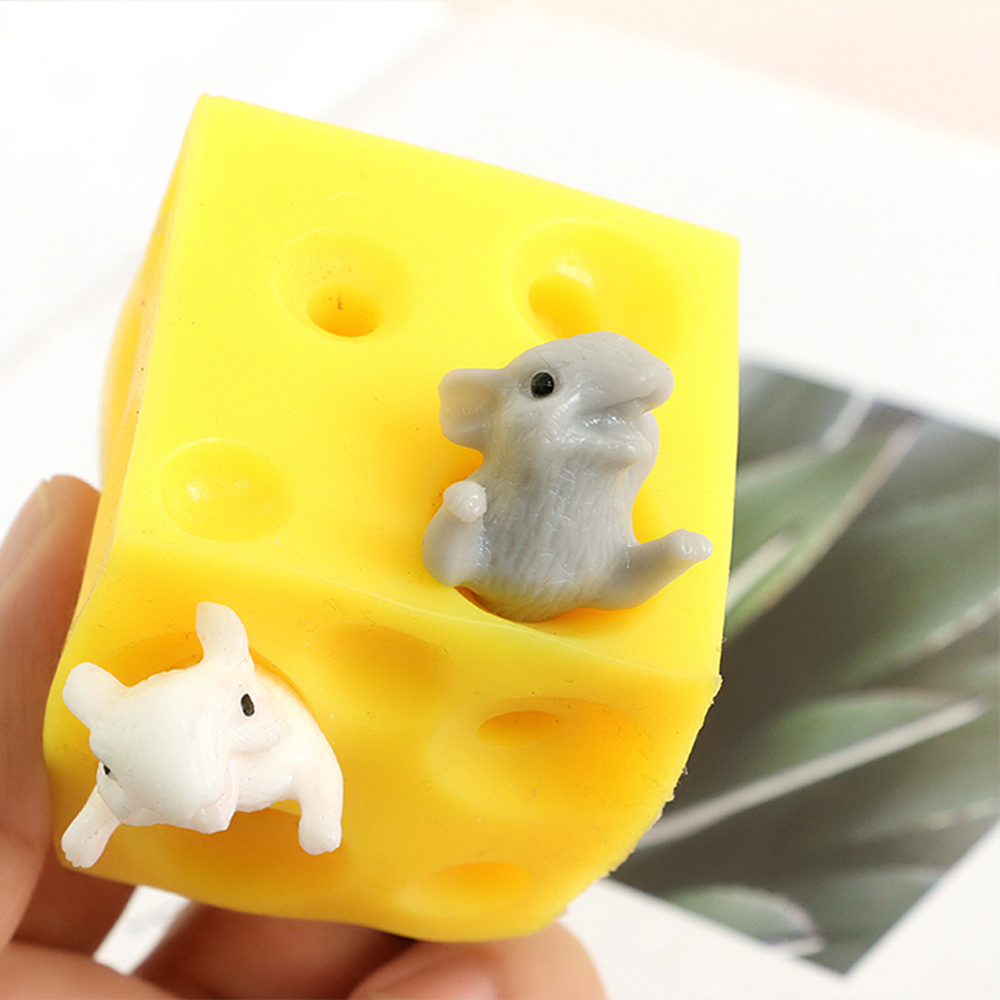 

Mouse and Cheese Toy Sloth Hide and Seek Stress Relief Toy 2 Squishable Figures And Cheese Block Stress Busting Fidget Toys Gift