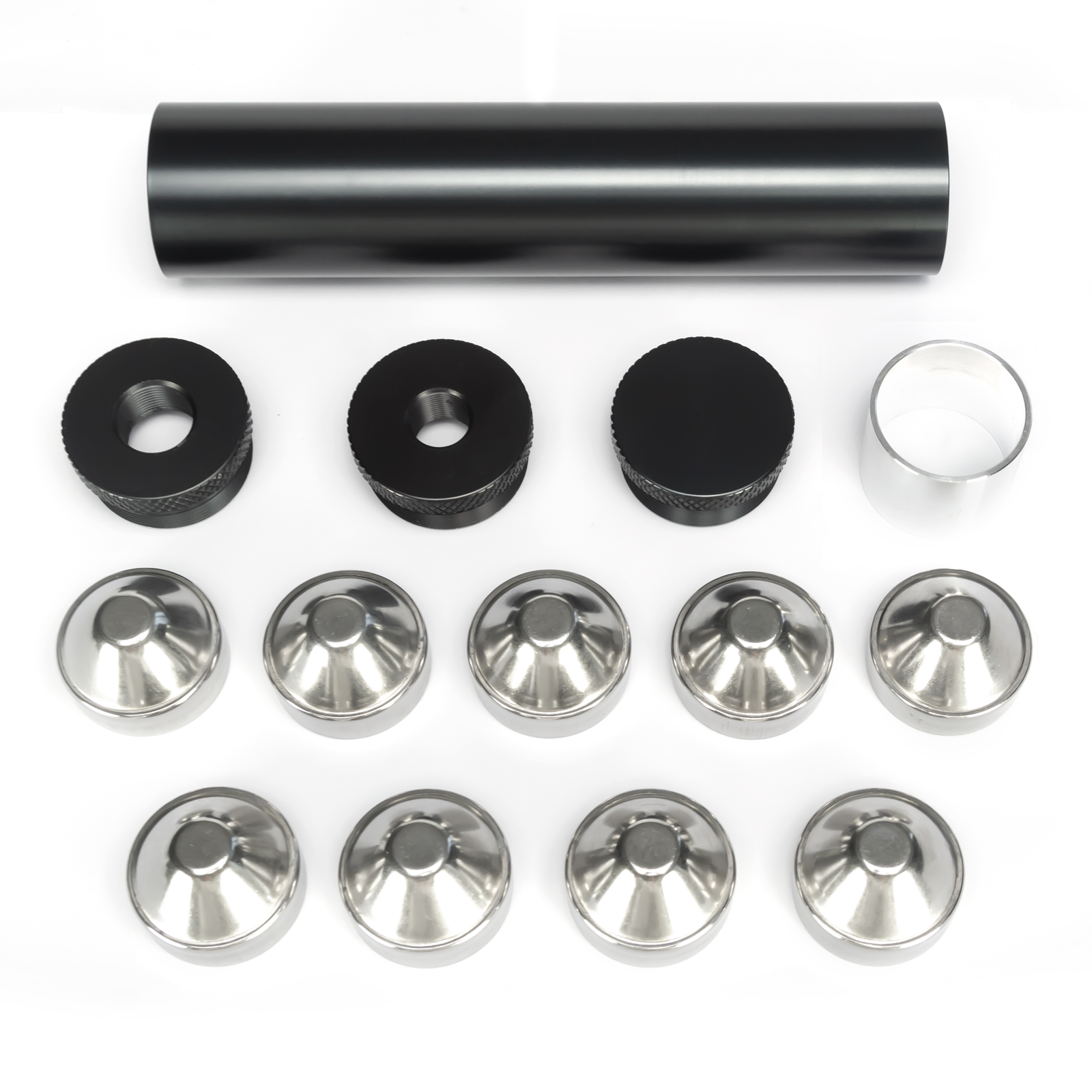 

1.45"OD 7"L 7075 Aluminum Tube Solvent Trap Tactical Accessories Fuel Filter Stainless Steel Storage Cups with 1/2-28 5/8-24 End Caps Oil Catching Cleaning Device Kit