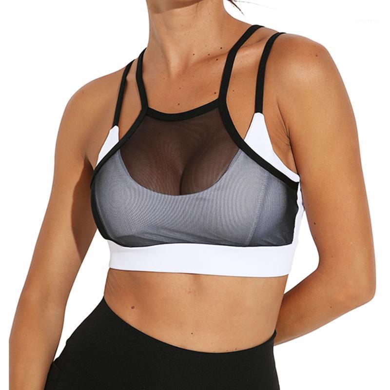

Women Mesh Sports Bra Tank Tops Slim Gym Sports Clothing Bustier Vest Tops Push Up Female Gym Fitness Yoga Bra1, White