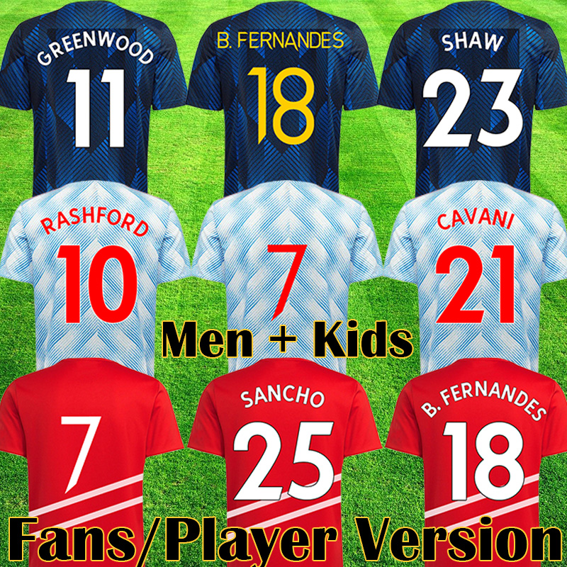 

2021 2022 2023 SANCHO Player Version Soccer Jerseys VARANE BRUNO FERNANDES RASHFORD POGBA Jersey Kids Man kit Football Shirt TELLES 21 22 23 equipment, Kids home
