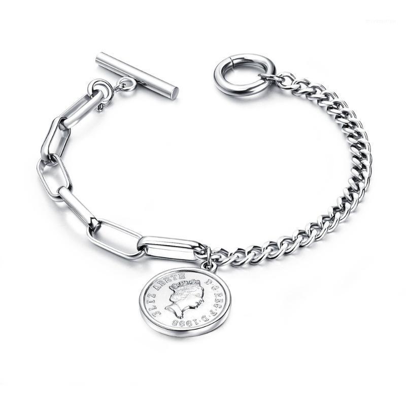 

VOQ New Arrival Vintage Coin Bracelets for Women Lady Charm Pendant Stainless Steel Chain Bracelets Luxury Jewelry1