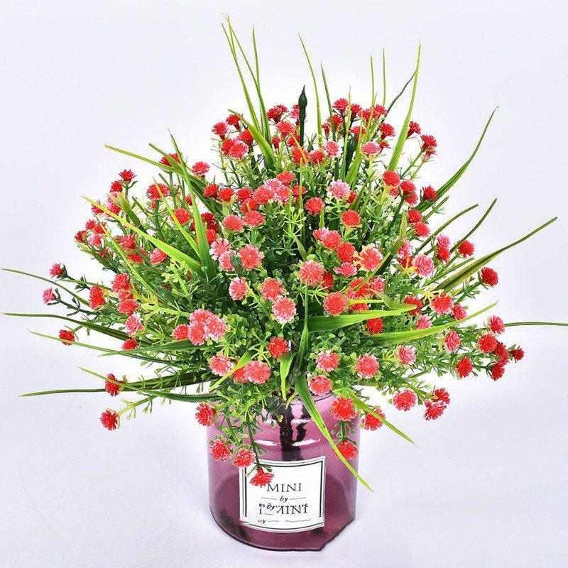 

Rose Orchid Grass Artificial Bouquet For Home Wedding Decoration Supplies1, Rose red