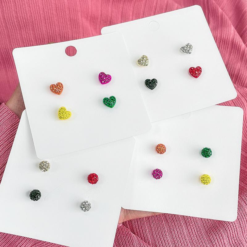 

Stud Arrival Earrings Heart Metal Women Classical Four Piece Set Lovely Color Round Mini Ball Trendy Jewelry, Golden;silver