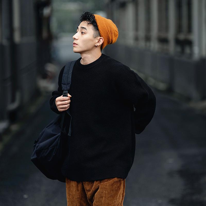

Japanese Fashion Man Sweaters Casual Loose Winter Pullover Knitted Oversized Man Sweaters Pull Hiver Men's Clothing DB60MY, Black