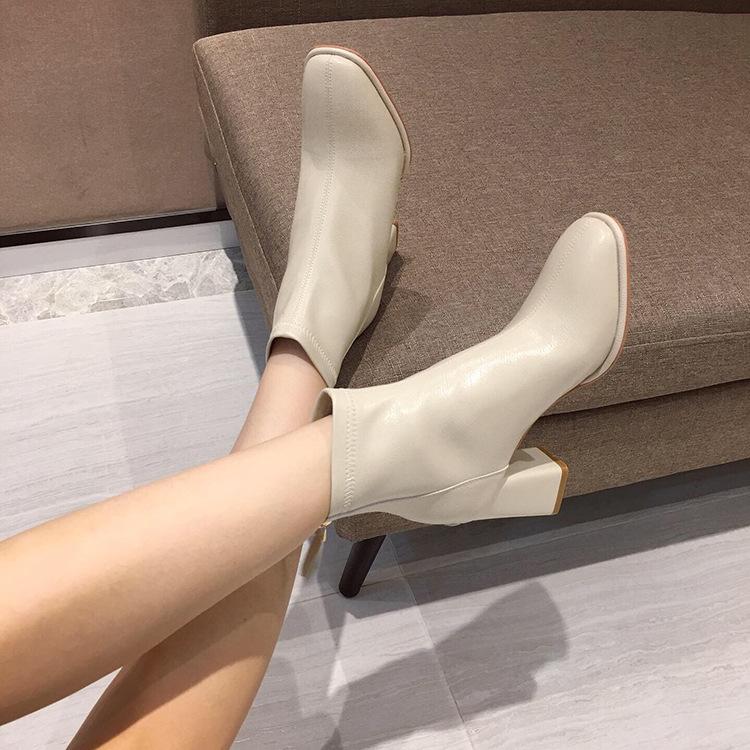

Women's Mid Calf Boots Shoes Luxury Designer Round Toe Boots-Women Mid-Calf Fashion Rubber Ladies Autumn Low High Heel