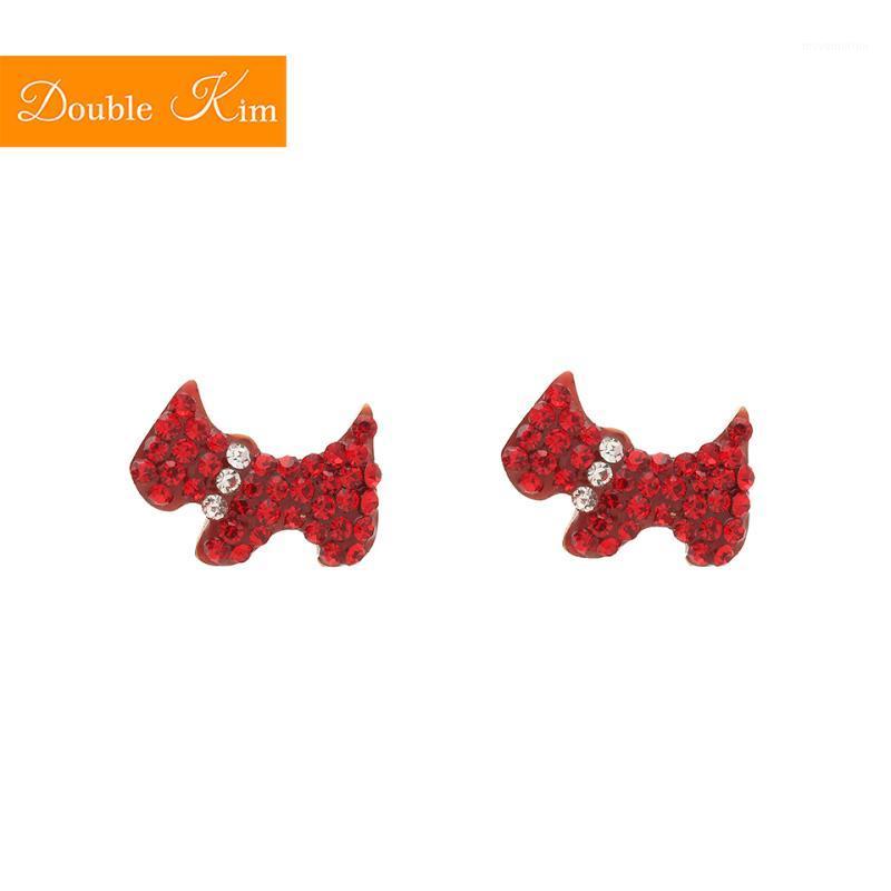 

Little Red Dog Zircon Stud Earrings Titanium Stainless Steel Inlaid Zircon Earrings Gold Color Trendy Fashion Women Jewelry Gift1