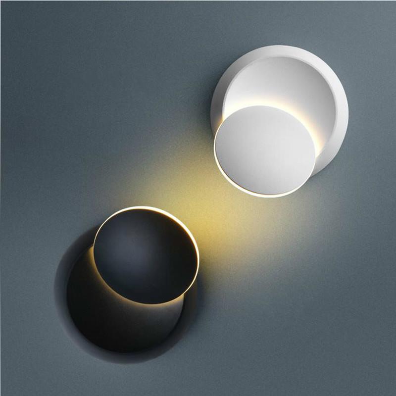 

LED wall lamp 360 degree adjustable rotation black white night light creative wall lamp modern round corridor mx5091121