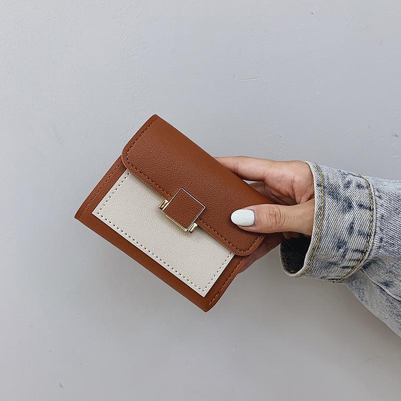 

2020 Korean fashion small wallet women Short slim girls purse for money Trendy mini Female Small purse foldable cute wallet, Black