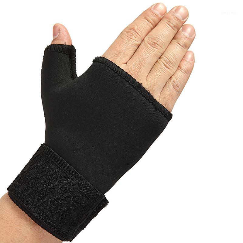 

Sports Half Finger Glove Soft Care Elastic Thumb Wrist Wrap Bandage Hand Palm Wrist1, Black