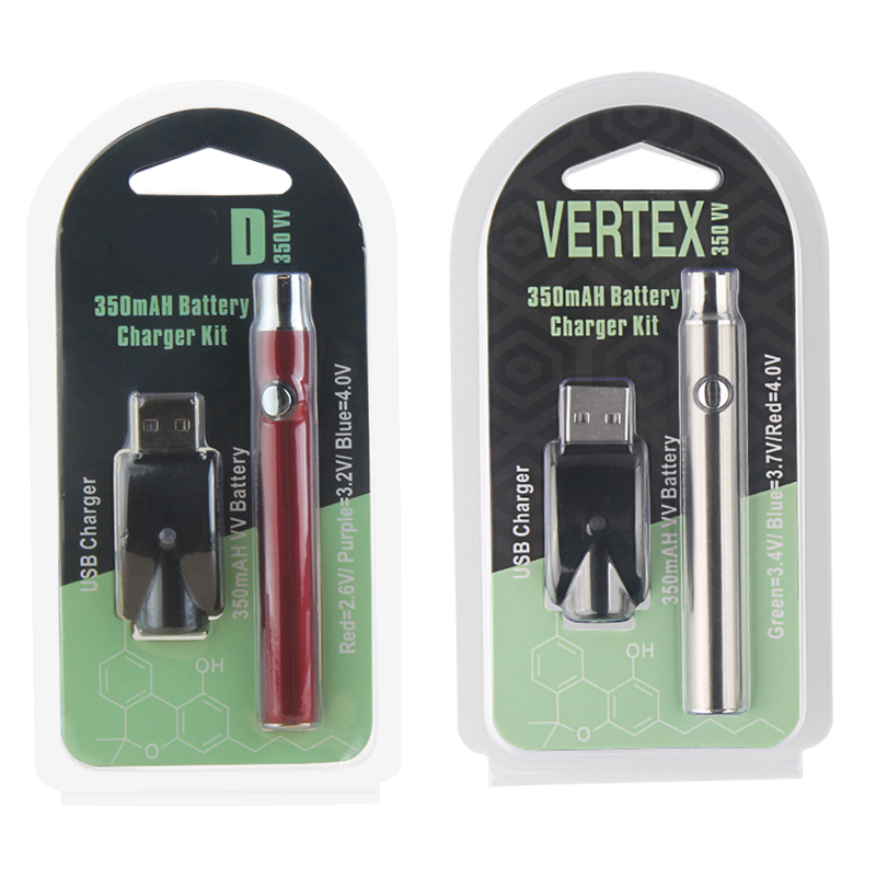 

5pcs Vertex Vape Battery USB Charger Kit 350mAh 510 Thread Preheat Vaporizer E Cigarettes Vape Pen VV Batteries for Atomizers Cartridges