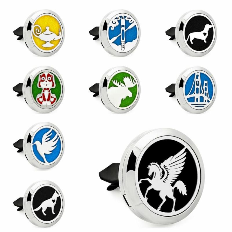 

Horse enamel dog dachshund deer 316L stainless steel 30mm essential oil Diffuser locket car removable vent clips Magnetic 10pads