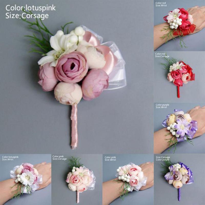 

Bride Corsage Artificial Wedding Flower Lace Leaves Decoration Bridesmaid Wrist Flower
