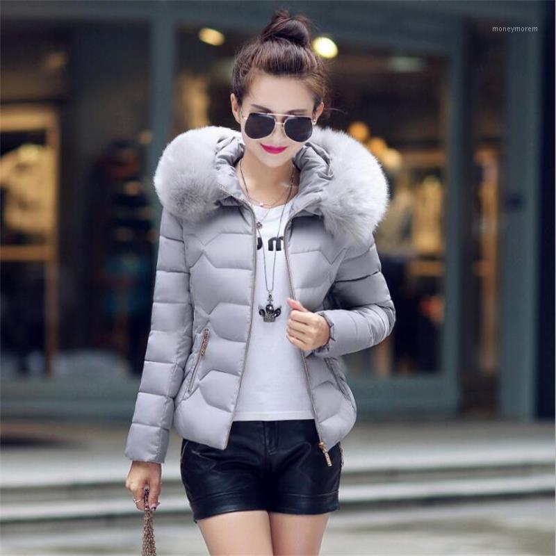 

Fake fur collar Parka down cotton jacket 2020 short Winter Jacket Women thick Snow Wear Coat Lady Clothing Female Jackets Parkas1, Gray 1