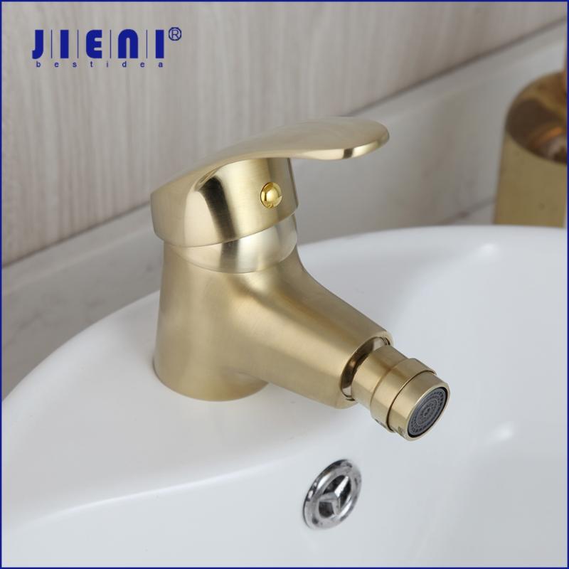 

JIENI Brushed Gold Bathroom Basin Sink Mixer Tap Solid Brass 1 Handle Vessel Vanity Sink Mixer Tap Faucet Water Basin