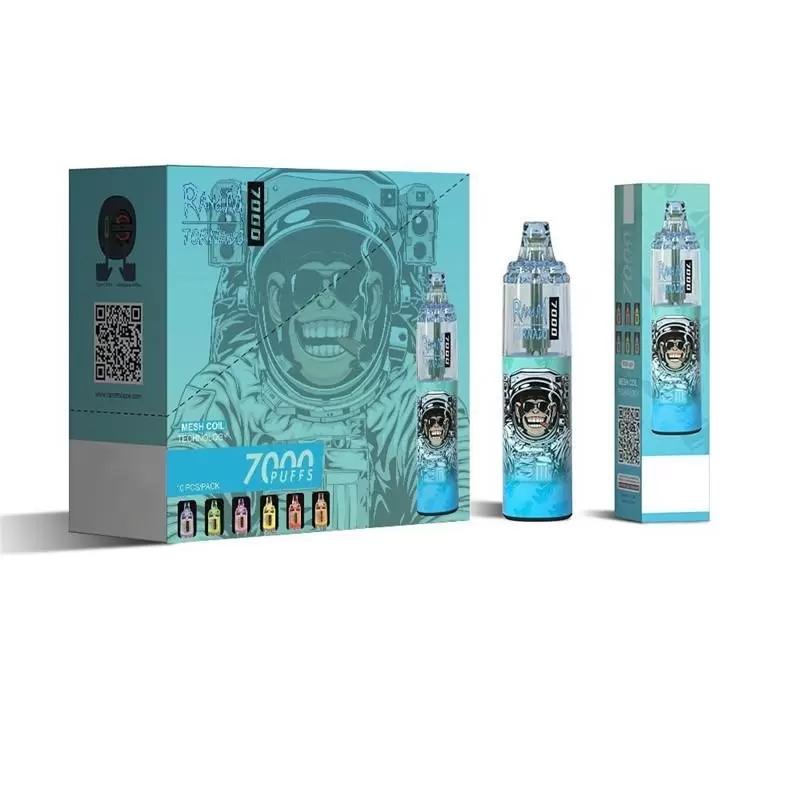 

2022 Original RandM Tornado 7000 Puffs Disposable Vape Pen Electronic Cigarettes starter kit 14ml Pod With Mesh Coil 6 Glowing Colors Rechargeable Air-adjustable