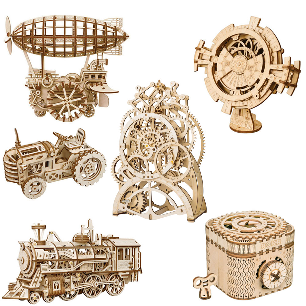 

Model Building Kit DIY 3D Wooden Puzzle Mechanical Gear Drive Toys Gift for Children Adult Teens Wooden Train Set Puppenhaus Holz