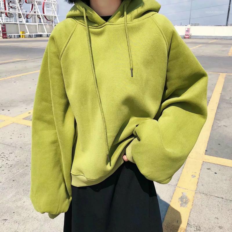 

2020 Couple Solid Student Boyfriend Sport Hooded Sweatshirt Women Japanese Harajuku Hoodies Winter Pullovers Oversized Tops1, Green