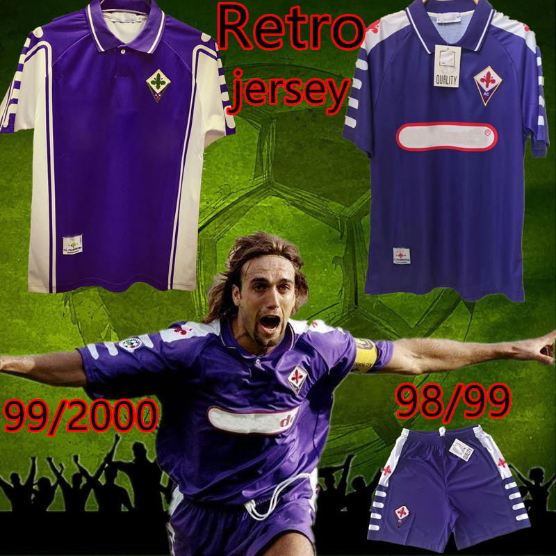 

retro FIORENTINA FLORENCE 1998 1999 RUI COSTA BATISTUTA thailand quality soccer jersey football shirt kit camiseta futbol maillot de foot, 98/99 shorts