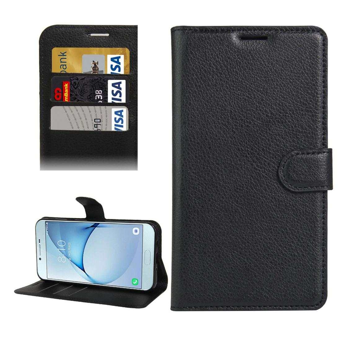 

For Galaxy A8 A810 Litchi Texture Horizontal Flip PU Leather Case with Holder Card Slots Wallet