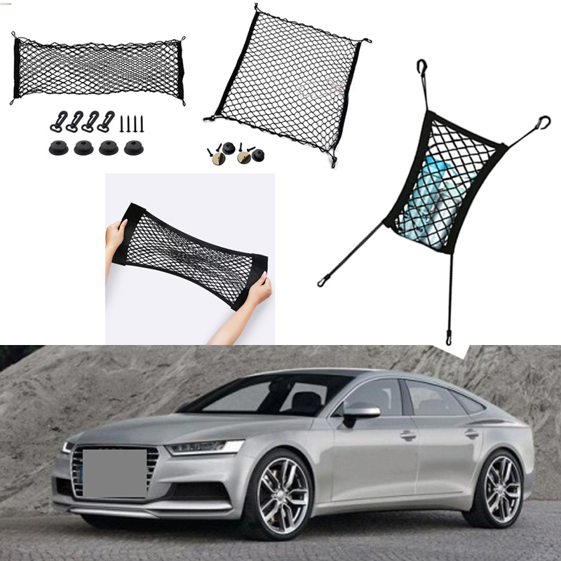 

For AUDI A9 Car Auto vehicle Black Rear Trunk Cargo Baggage Organizer Storage Nylon Plain Vertical Seat Net