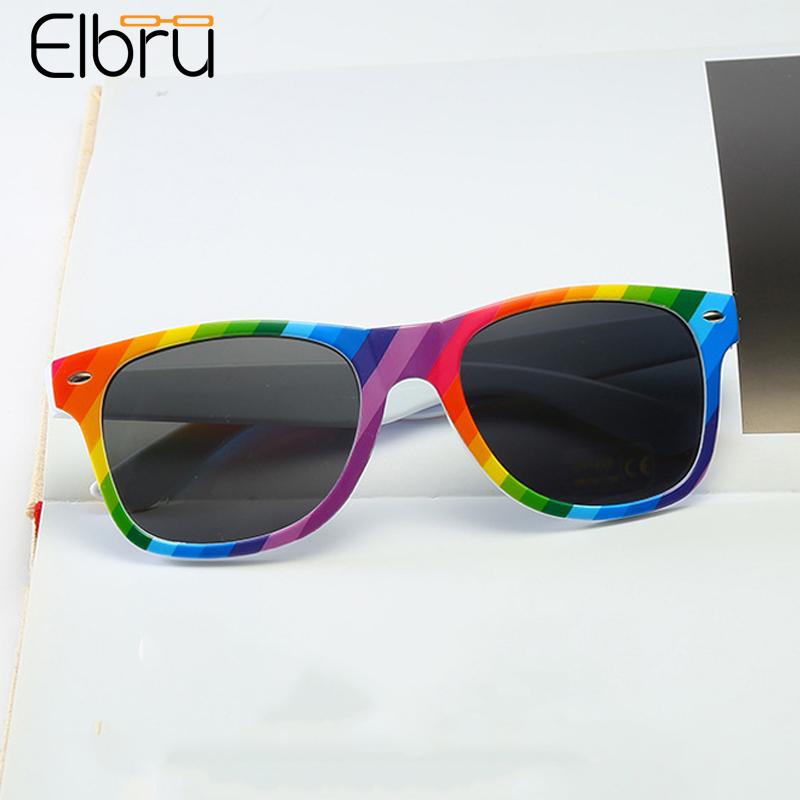 

Elbru Rainbow Color Sunglasses Personality Vintage Unisex Sunshades Travel Sun Glasses Adult Children Spectacles For Running