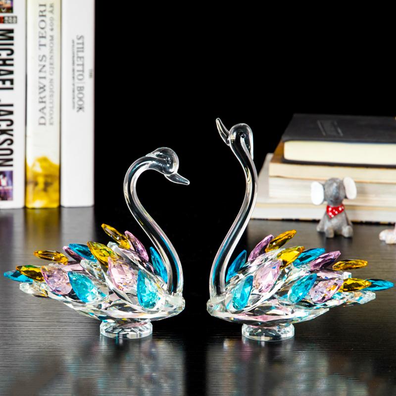 

Handmade Crystal Swan Figurine Gift Crafts Ornaments Figurines Home Wedding Party Decor Gifts Souvenir