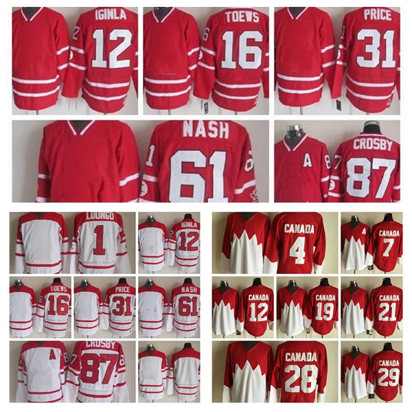 

Canada Team Jersey Roberto Luongo Jarome Iginla Jonathan Toews Price 2019 IIHF World Championship Men Vintage CCM Stitched Hockey Jerseys, White red