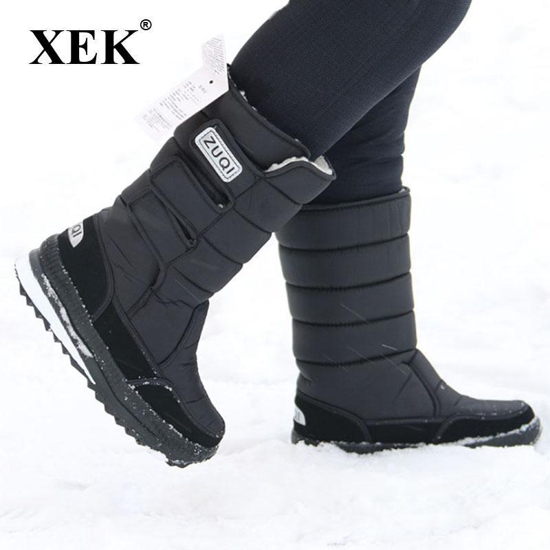 

XEK 2020 Women waterproof Winter snow boots plus size 36-48 outdoor warm women footwear fashion work shoes ZLL1561, Black