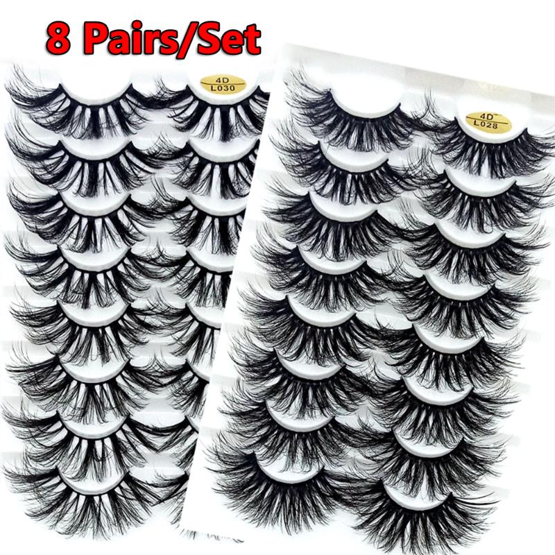 

5/8 Pairs 4D Mink False Eyelashes Thick Natural Wispies Fluffy Eyelashes Extension Makeup Full Volume Lashes Handmade