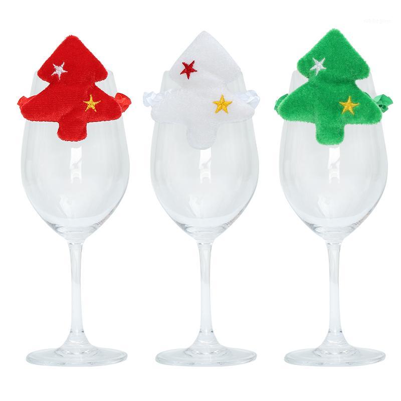 

Christmas Decoration Table Cup Cover Christmas Tree Cup Set Xmas Glass Ornament Dinner Party Table Ware Decor for Wine 40% OFF1