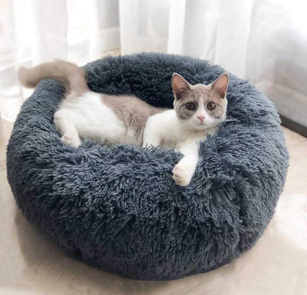 

Pet Mats Dog Round Cat Winter Pillow Sleeping Buhup Long Plush Round Calming Indoor Sleeping Perro Bed Soft Warm Bag Bed Pet Qukju, Red;black