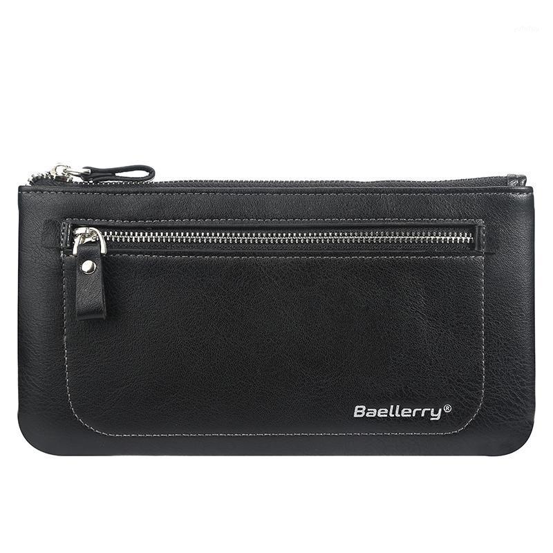 

Men's long wallet large capacity zipper phone bag young thin hand bag1, Black