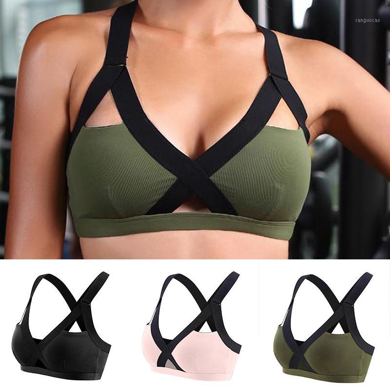 

Hot Fitness Bra Wirefree Padded Cross Back Underwear Running Sports Tank Top MVI-ing1, Black