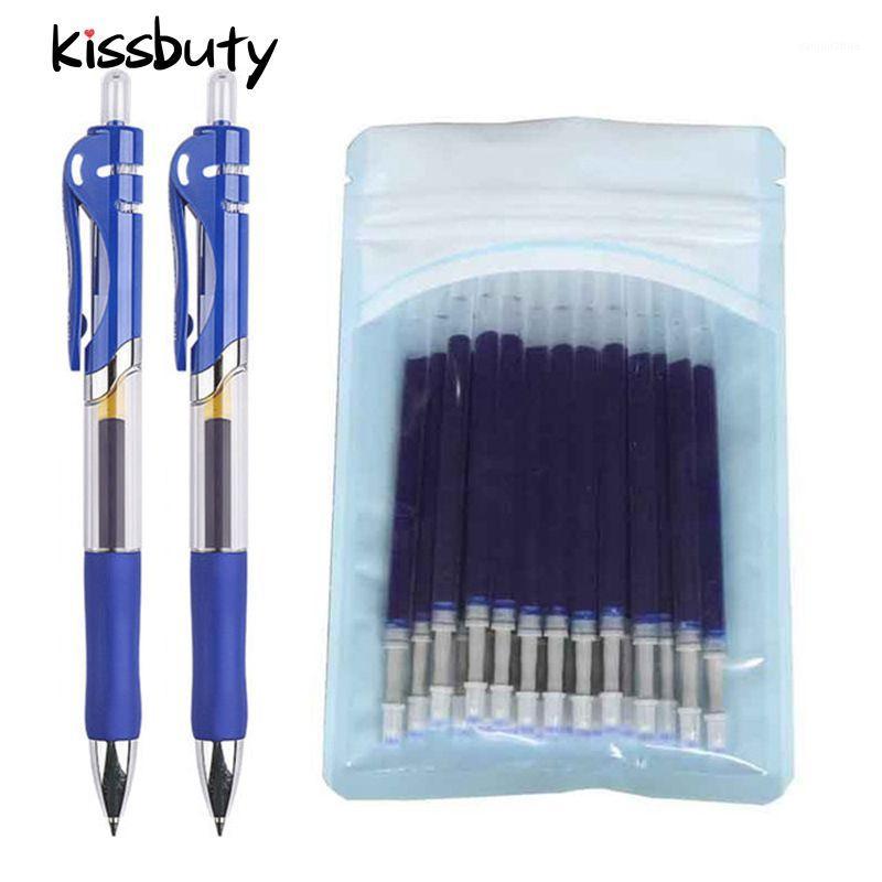 

30+2PCS/Set Retractable Ballpoint pen Black/Red/Blue Ink Gel pen handle Gel Refills Rod School Office Supplies Stationery1, Black-30pcs refill