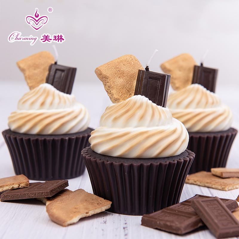 

charming simulation scented candle cupcake shape candle handmade French vanilla