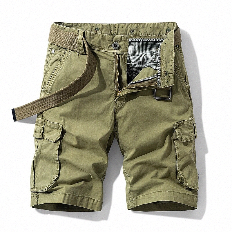 Men's Cargo Cargo Shorts Tactical Cargo Pocket Knee Length Pants Daily Micro-elastic Solid Colored Breathable Outdoor Mid Waist Army Green Blac