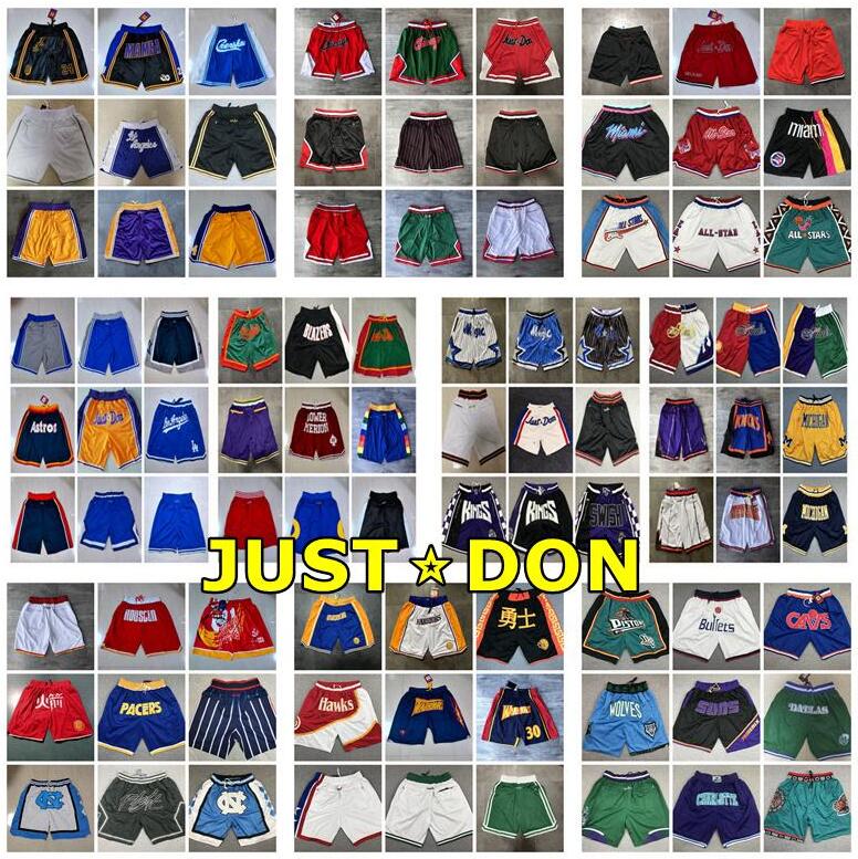 

2021 Mens JUST DON Shorts 95 Edition Retro Mesh Authentic Stitched JUST DON Pocket Basketball Shorts Stitch City Teams Name & Year Id Tags, Black;red
