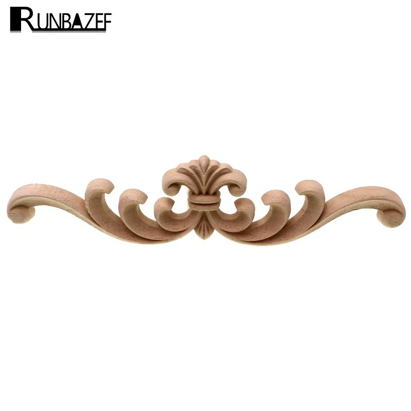 

RUNBAZEF Natural Wood Appliques Irregular Flower Carving Decorative Wooden Mouldings Vintage Home Decor Figurines Miniatures