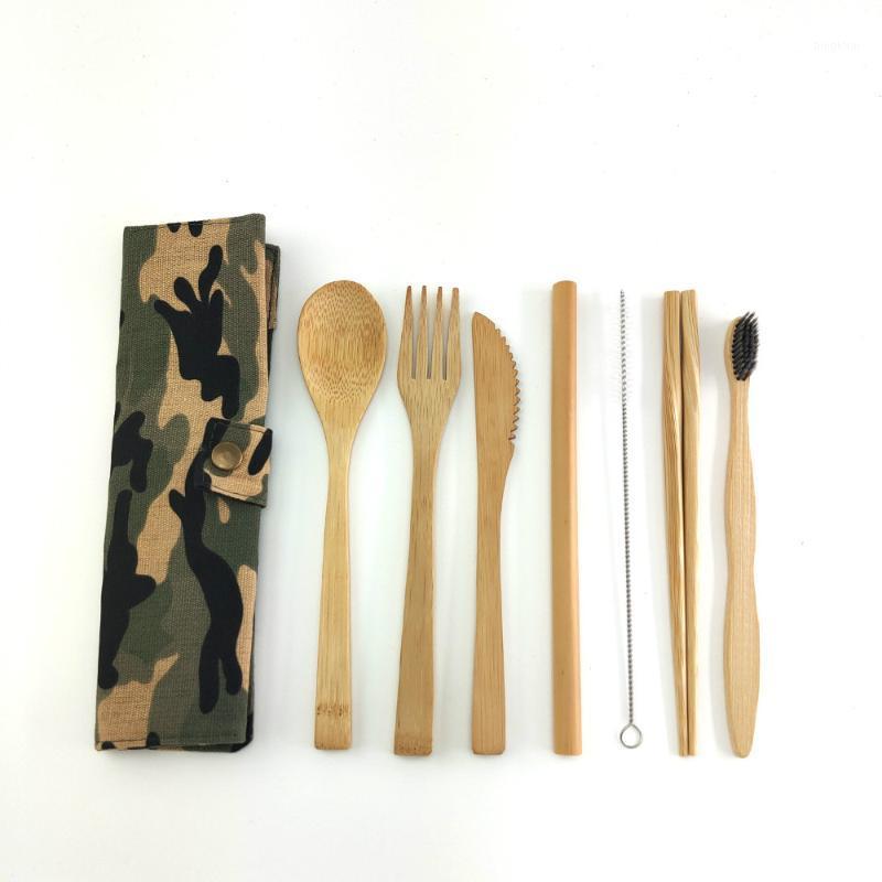 

Portable Eco Friendly Flatware Set 8PCS Bamboo Cutlery Set Knife Fork Spoon Reusable Straws Chopsticks Bamboo Travel Uten1
