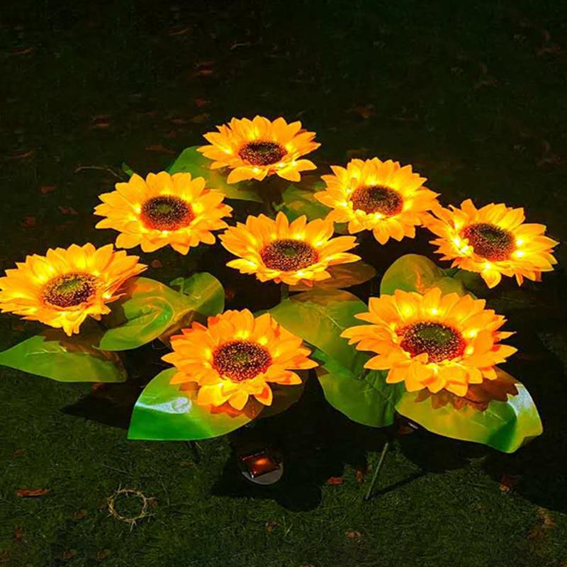 

Decorative Flowers & Wreaths Solar Lamps Waterproof Plug-in Simulation Sunflower Lamp With Sensor Powerful Outdoor Wall Lighting Garden Cour
