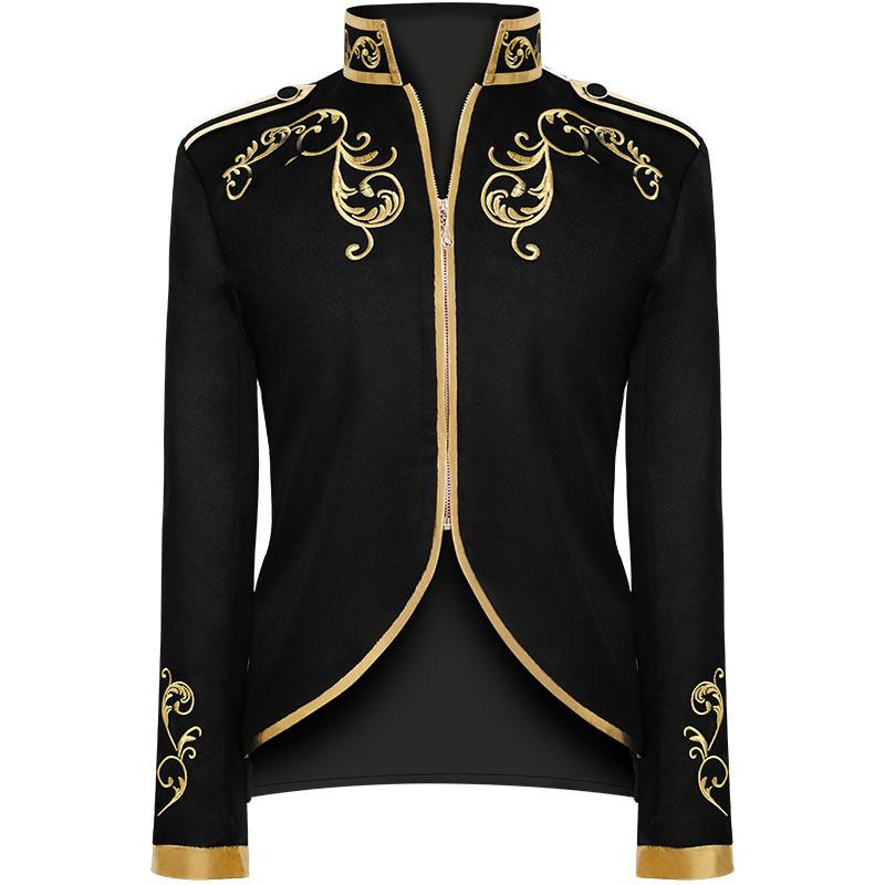 

Mens Court Fashion Prince Uniform Gold Embroidery Jacket Suit Jacket Men Party Wedding Prom Stage Halloween Outerwear Costume, Red